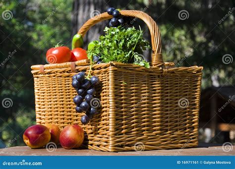 Picnic Basket with Autumn Fruits Stock Image - Image of mellow, closeup ...