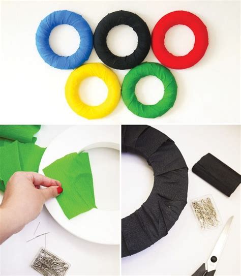 Make simple Olympic rings for your wall with crepe paper | Olympic party decorations, Olympic ...