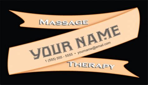 Massage Therapy Peach Ribbon Business Card | whereapy
