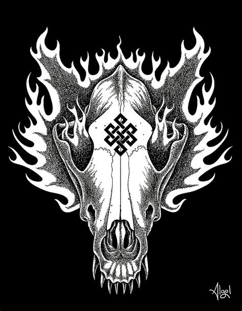 Wolf Skull Drawing by Bard Algol