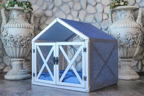 Dog Bed Indoor White Dog House Doors with Plexiglass Wood Dog | Etsy