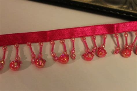 Hot Pink glass beaded fringe trim1 long1 by YoursTrulyLilybelle, $4.50 | Beaded lampshade ...