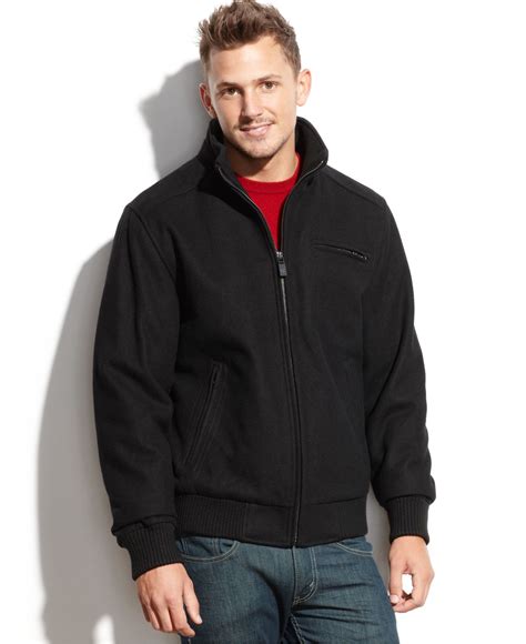 Calvin Klein Wool-Blend Bomber Jacket in Black for Men | Lyst