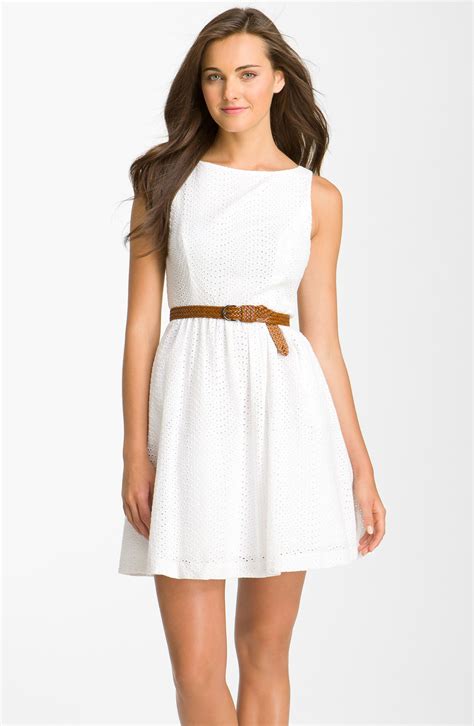 Jessica Simpson Eyelet Dress in White | Lyst