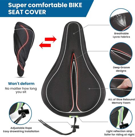 SGODDE Memory Foam Bike Seat Cover, Extra Soft Bike Seat Cushion for – cyclingsell