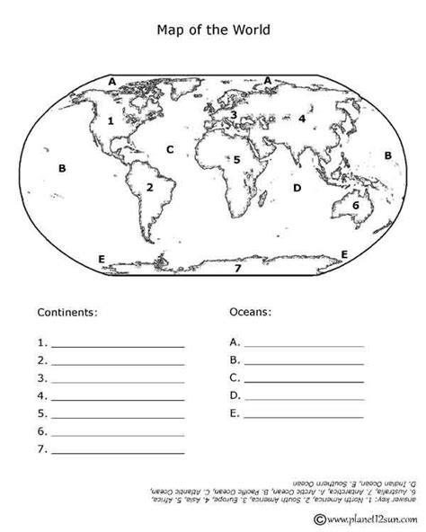 continents and oceans | Continents and oceans, Geography worksheets ...