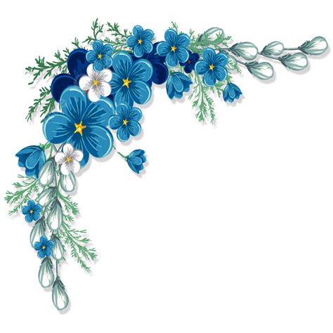 Hand Painted Material PNG Picture, Hand Painted Blue Flower Decoration Material, Pretty, Hand ...