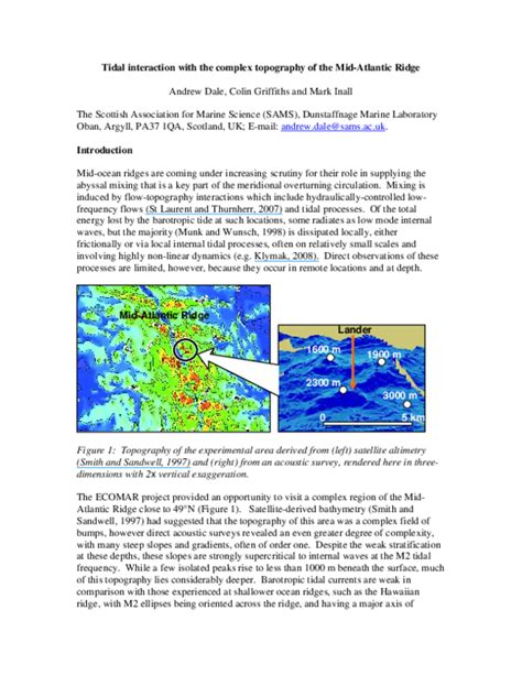 (PDF) Tidal interaction with the complex topography of the Mid-Atlantic Ridge | Andrew C Dale ...