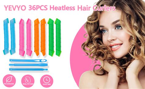 Amazon.com : 36 Pieces Heatless Hair Curler, No Heat Damage Heatless ...