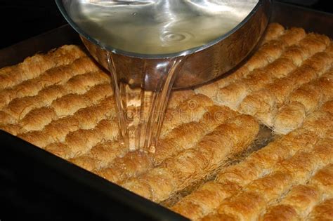 Turkish Desserts Kadayif with Syrup Stock Photo - Image of baklava ...