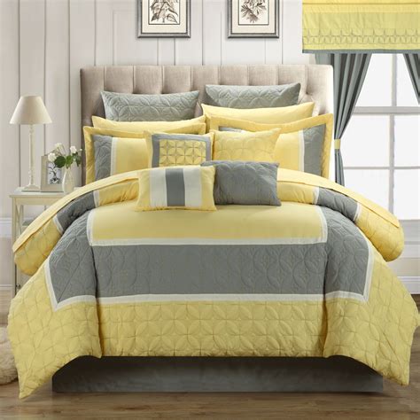 Aida Quilted 24 or 25 Piece Room In A Bag Comforter Bed Sheet Set Yellow - Walmart.com