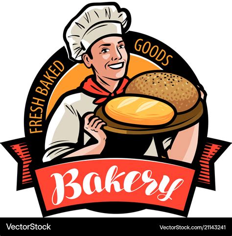 Bakery bakehouse logo or label happy baker or Vector Image