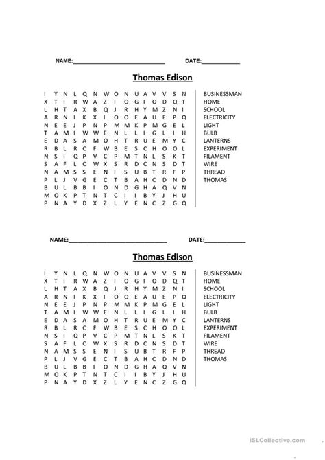 Thomas Edison Printable Worksheets - Lexia's Blog