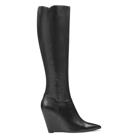 Nine West Varin Wide Calf Wedge Boots in Black - Lyst