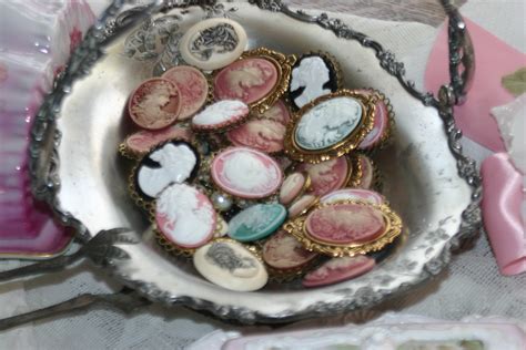 Cameo Bling | vintage silver bowl of cameos | Sherry's Rose Cottage | Flickr