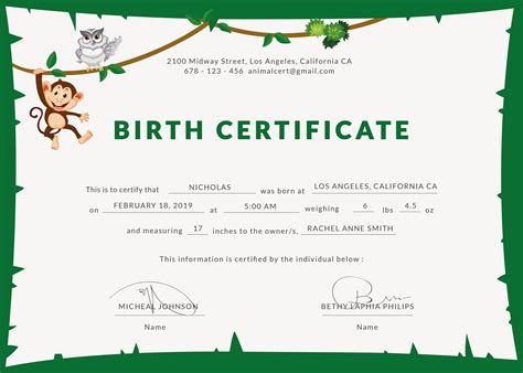 Editable Birth Certificate Template | Best Template Ideas