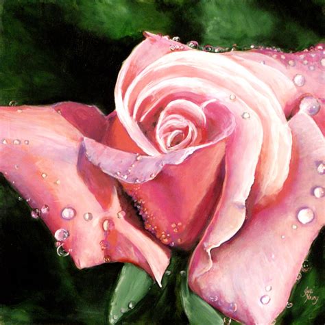 Dew Drop Rose By Joni Young @Joni Young Art Facebook page | Flower painting, Young art, Rose