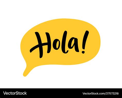 Hola word lettering spanish text hello phrase Vector Image