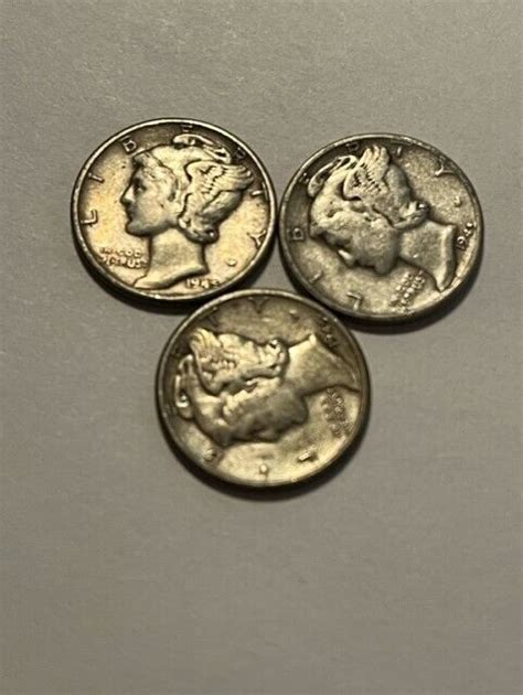 Lot of 3 Silver Mercury Dimes Circulated #12768 | eBay