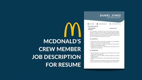 McDonalds Crew Member Job Description for Resume - Resume Blueprints