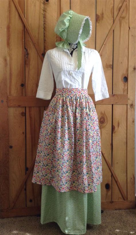 Fun Womens Pioneer Skirt, Apron, Bonnet Prairie Costume Mormon Pioneer ...