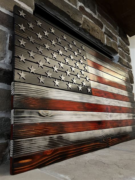 Rustic Wood American Flag Rustic American Flag Charred American Flag ...