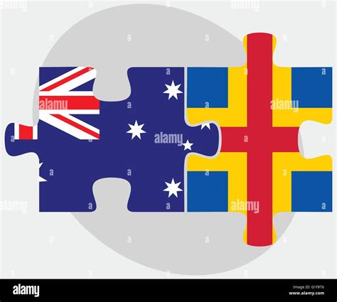 Australia and Aaland Islands Flags in puzzle isolated on white ...