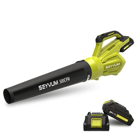 SEYVUM Leaf Blower - 500CFM 150MPH 20V Leaf Blower Cordless with 2 X 2. ...