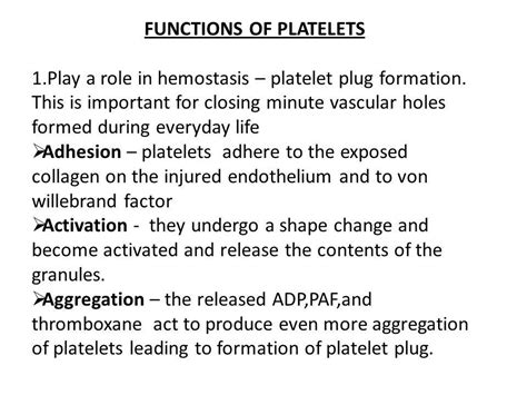 Functions of platelets. - MEDizzy