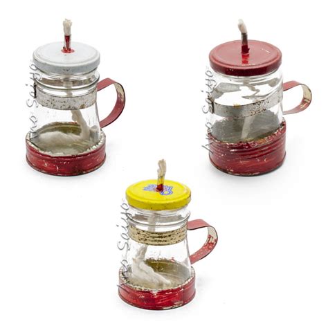 AnoSaiyo Kerosene Lamp Gas Lantern Burner Recycled Glass Jars Tin Cans Gasera Small Size Vintage ...