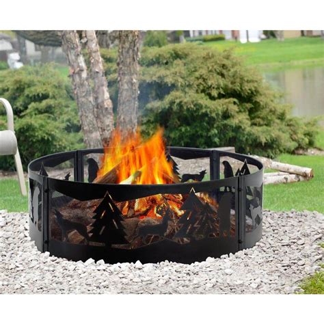 Pleasant Hearth Wilderness 36 in. x 12 in. Steel Fire Pit Ring in Black OFW177FR - The Home Depot