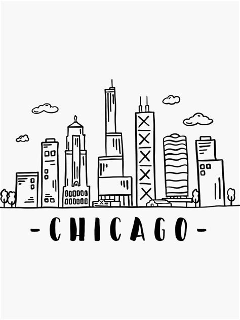 "Chicago Illinois Skyline Architecture Cityscape" Sticker for Sale by DuxDesign | City drawing ...