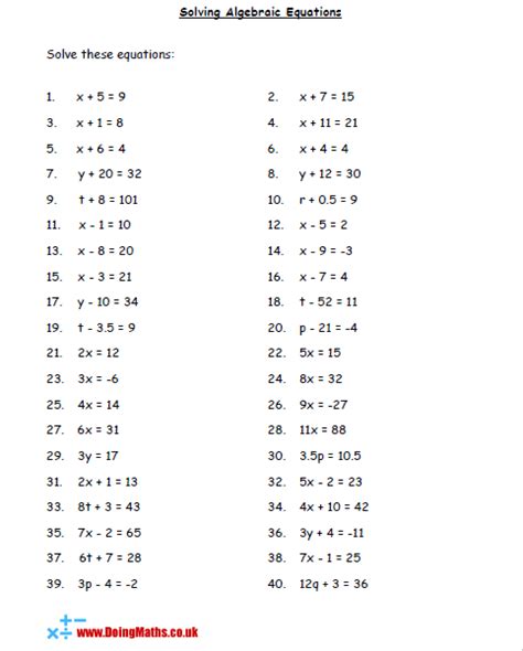 Algebra Solve For X Worksheets - Worksheets Master