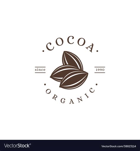 Vintage cocoa branch logo bean plant Royalty Free Vector