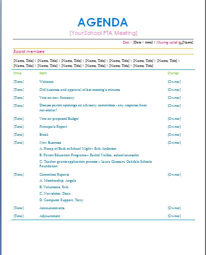 Mtg agenda template | Meeting agenda template, Agenda template, Meeting agenda