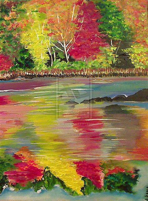 Autumn River Acrylic on 16 x 12 inches on canvas with some glitter ...