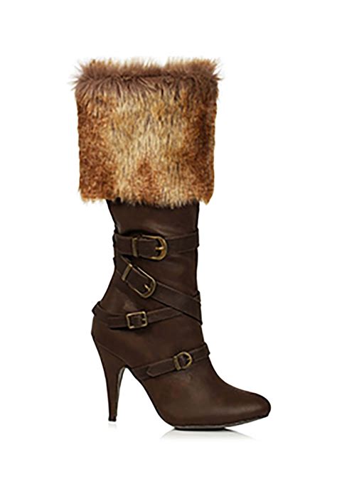 Fur Trimmed Women's Viking Boots | Adult Costume Shoes