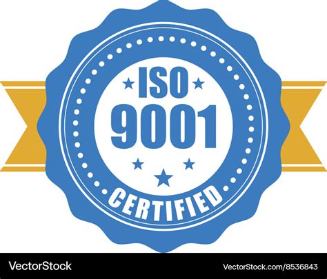 Iso 9001 certified - quality standard seal Vector Image