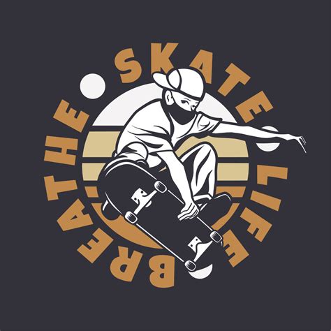 logo design skate life breathe with man playing skateboard vintage illustration 4494495 Vector ...