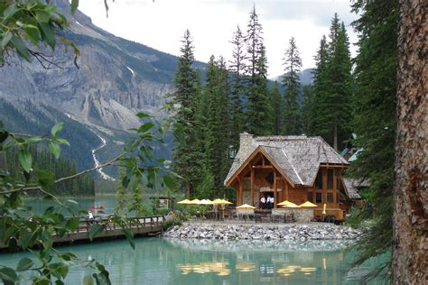 Quaint Mountain Huts at Emerald Lake, Canada