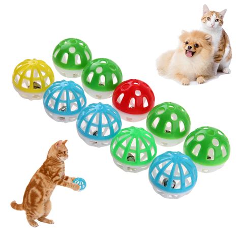 10pcs/set Plastic Small Cat Pet Sound Toy Cat Toys Hollow Out Round Pet Colorful Playing Ball ...