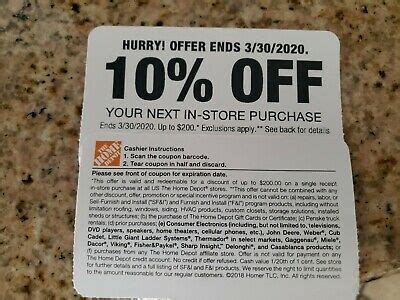 Home Depot Coupon 10% valid until 03/30/2020... | Home depot coupons, Home depot, Coupons