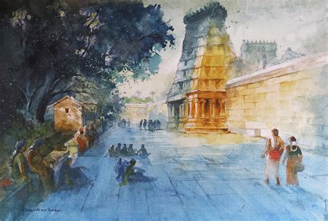 Buy TEMPLE GOPURAM Handmade Painting by SANKARA BABU. Code:ART_662 ...