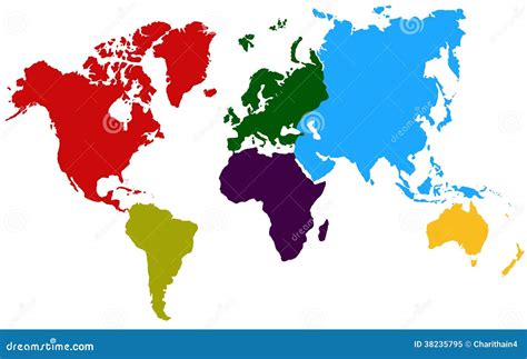 Carte Colorée Du Monde De Continents Photo libre de droits - Image ...