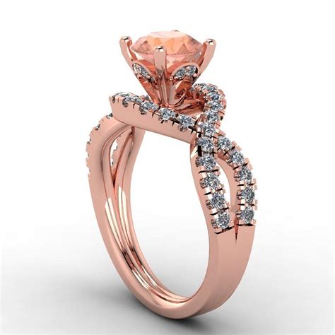 14k Rose Gold Diamond Ring With Morganite Center Stone Jewelry by ...