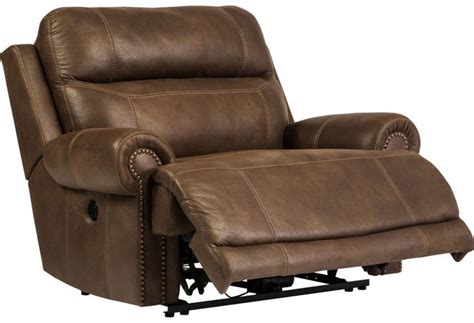 Ashley (Signature Design) Austere - Brown Zero Wall Power Wide Recliner with Rolled Arms ...