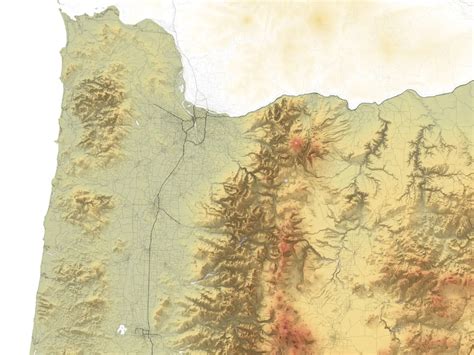 Beautiful Map of Oregon with Landform and Elevations – GeoJango Maps