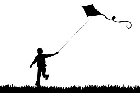 OnlineLabels Clip Art - Boy Flying Kite Silhouette