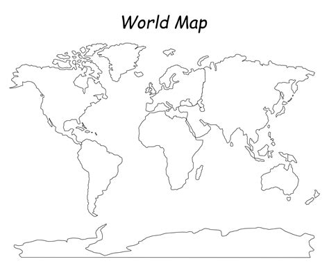 Simple World Map Outline | World map printable, World map, World map outline