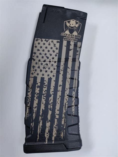 Mission First AR-15 30rd Magazine 5.56NATO Distressed American Flag - Click-Click-Boom